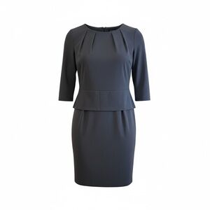 Peserico Charcoal Gray Belted Dress Made in Italy Size 10 US / IT 46 3/4 Sleeve